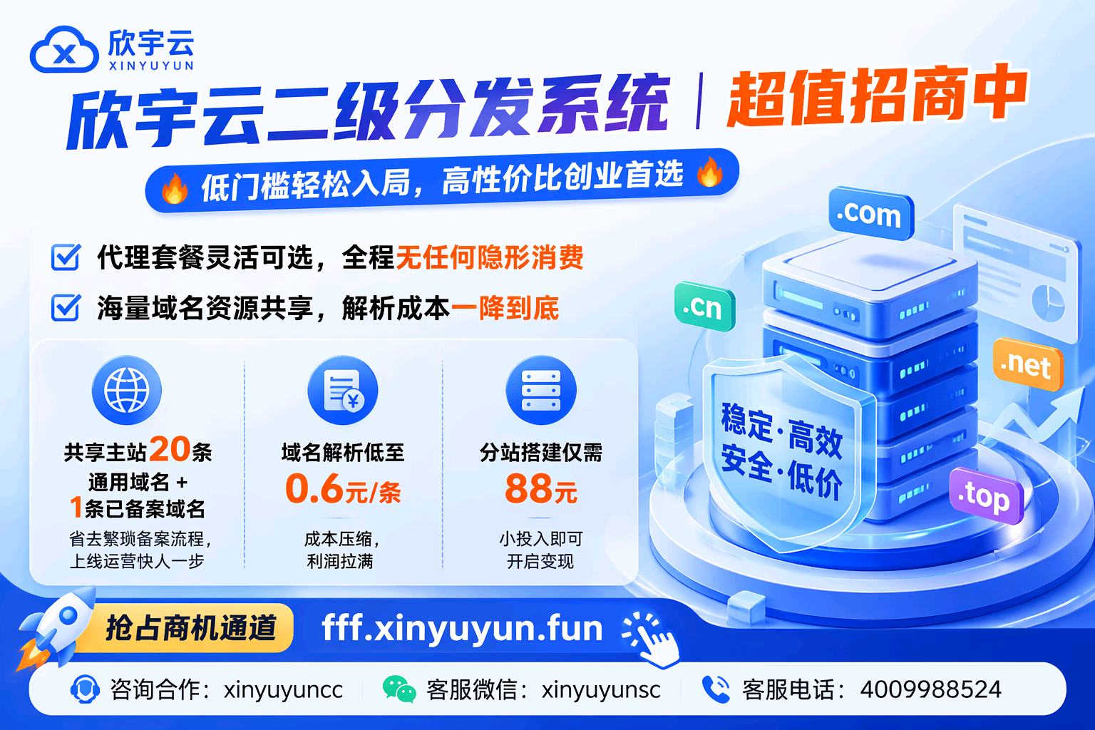 欣宇云二级分发系统｜超值招商中